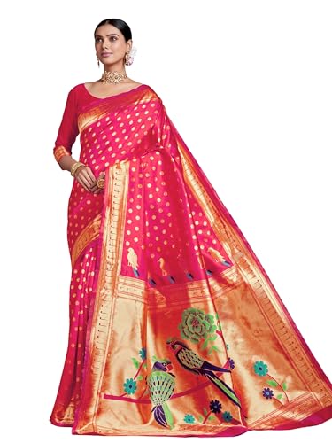 Image of EthnicJunction Women's Silk Blend Woven Paithani saree With Blouse Piece | Wedding Saree | Heavy Saree