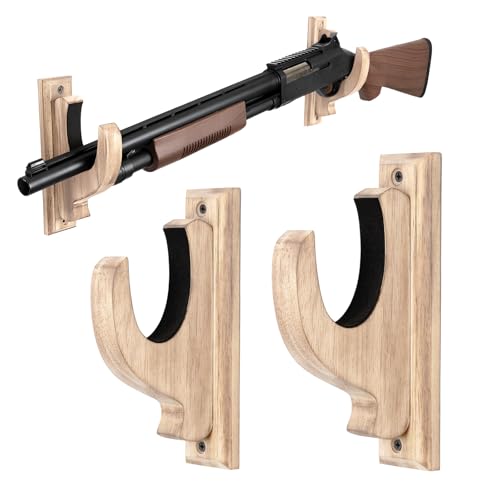 Image of Little World 2PCS Gun Rack Wall Mount - Vertical Gun Rack Wall Mount, Gun Hooks Hanger for Universal Display for Rifles, Shotguns, Bows & Sword