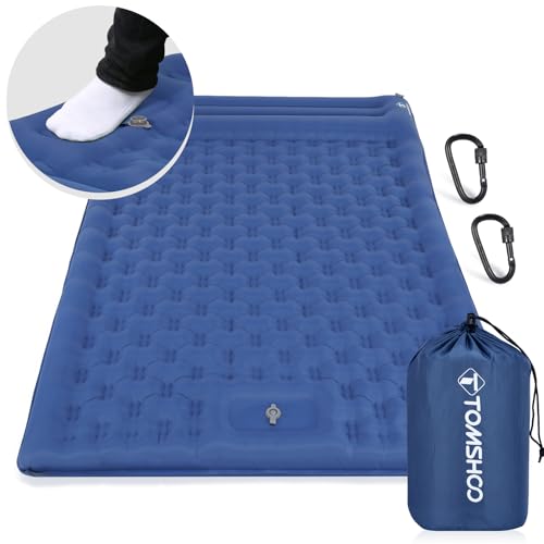 TOMSHOO Esterilla Camping Autoinflable, Colchon Hinchable con Bomba de Pie y Almohada, Colchoneta Camping Ultraligera con 2 Mosquetón, Colchones Inflable para Camping, Tienda, Senderismo, Viajes