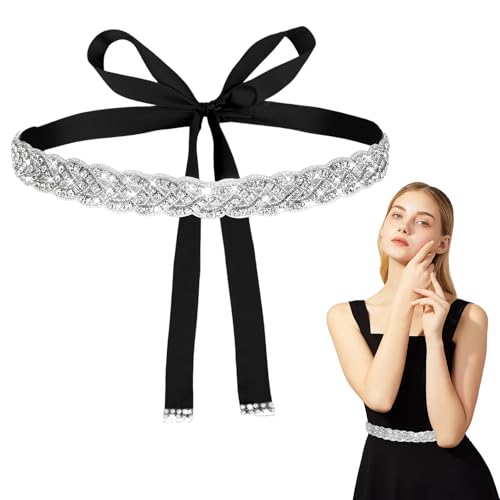 Handcrafted Silver Rhinestone Belt for Women,Sparkly Bridal Wedding Dress,Formal Waist Sash for Brides,Plus Size Friendly Rhinestone Belt for Evening Gowns