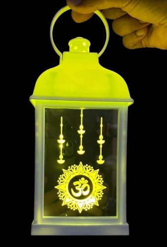 Image of Antique LED Mandir Lantern Hurricane Lamp - Flameless & Smokeless Acrylic Tent Light, Wall Hanging Candle Holder for Home, Living Room, Camping Decor (Yellow) | Popo Toys