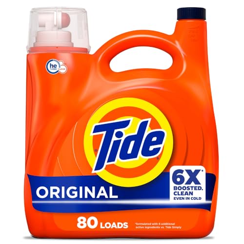Tide Laundry Detergent Liquid, Original Scent, 80 Loads, 105 FL OZ, Works on 100% of Common Stains,...