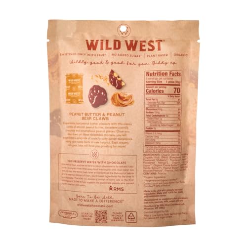 Wild West Chocolate, Peanut Butter Peanut Bear Claws, Organic Oatmilk Chocolate Nut Clusters, 1 Count, 2.7oz