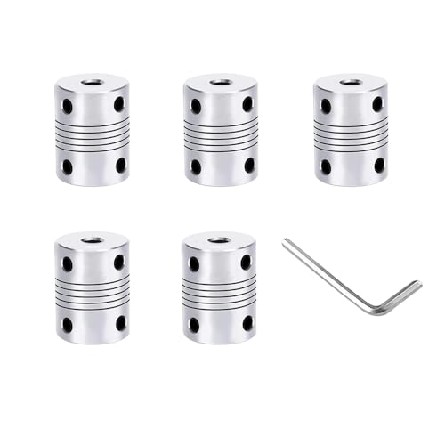 QitinDasen 5 Stück 3D Drucker Aluminiumlegierung Flexible Wellenkupplung 5 mm bis 8 mm, Schrittmotor Wellenkupplung mit 2 mm Sechskantschlüssel QitinDasen 5 Stück 3D Drucker Aluminiumlegierung Flexible Wellenkupplung 5 mm bis 8 mm, Schrittmotor Wellenkupplung mit 2 mm Sechskantschlüssel