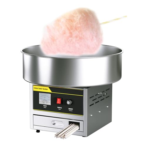 DPLXQPP Cotton Candy Machine, 1200W Electric Candy Floss Machine, Commercial Marshmallow Machine Making Equipment, Fancy Drawing Cotton Candy Maker,Silver
