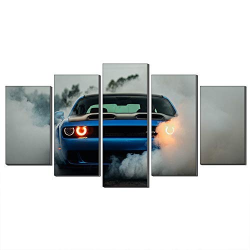 Walkking Ways Wall Canvas 5 Panel Dodge Challenger Srt Hellcat Widebody Walk Wall Art Painting Morden Sports Car Print On The Canvas Wall Decor (No Frame,12X18Inch-2P 12X24Inch-2P 12X30Inch-1P) #TOP2
