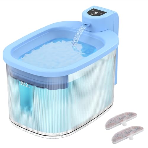 YUHAFO 猫 水飲み器 自動給水器 ピュアクリスタル コードレス スマートセンサー搭載 2.5L大容量タンク 内蔵バッテリー【5000mAh大容量】 (ブルー)