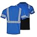 FONIRRA Hi Vis Safety T Shirt for Men Class 1 ANSI Reflective High Visibility Short Sleeves Work Shirt with Black Bottom Blue