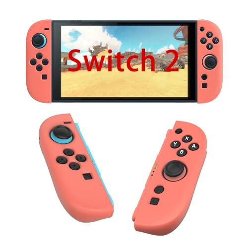 GIOPUEY Funda Compatible con Nintendo Switch 2 Joy-con Controller, Ultradelgado Silicona Case Cover, Anti-caída, Portátil - Rojo