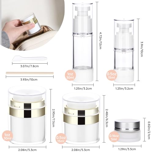 Image of Segbeauty 4pcs Refillable Airless Pump Jars, 4 Pack Airless Pump Bottles Travel Size Lotion Bottle, Pack of 2 Clear Plastic Container Jars with Lids Vacuum Cream Jar Travel Container for Toiletries