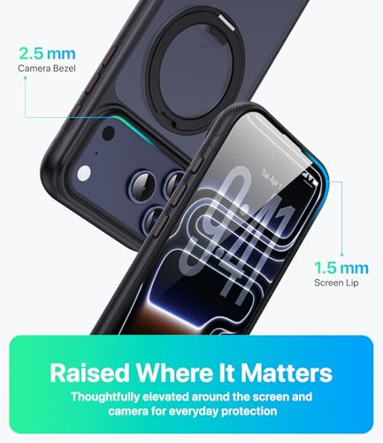 Image of for iPhone 17 Pro Max Case, Compatible with MagSafe, Slim Shockproof Military-Grade Rugged Protective Case with Stand, Camera Control, Comfort Grip (A-Black, iPhone 17 Pro Max)