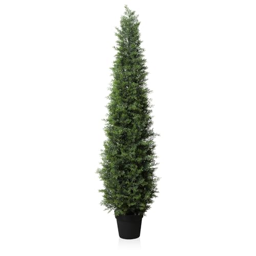 Fopamtri Planta Artificial Grande de Cedro 150cm Plantas Artificiales Decorativas Coníferos con Maceta Protección UV para Hogar Sala Jardín Porche (1 Pieza)