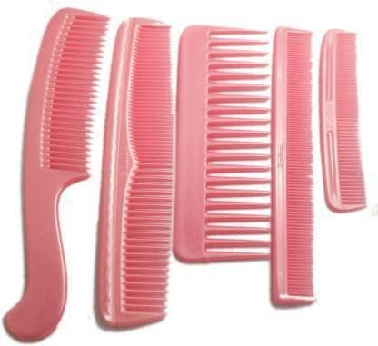 AGLOR 5 Pieces Hair Combs Set Pocket Fine Plastic Hair Combs For Women And Men, Fine Dressing Comb (Pink)