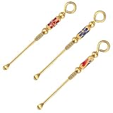 3pcs Tiny Snuff Spoon - Brass Mini Powder Earpick Spoon with Necklace Loop, Retro Medicine for Herbs, Survival Kits & Jewelry Pendant