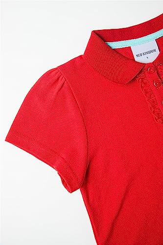 Image of Mud Kingdom Girls Short Sleeve Ruffle Pique Polo Uniform Top Stretch Lightweight