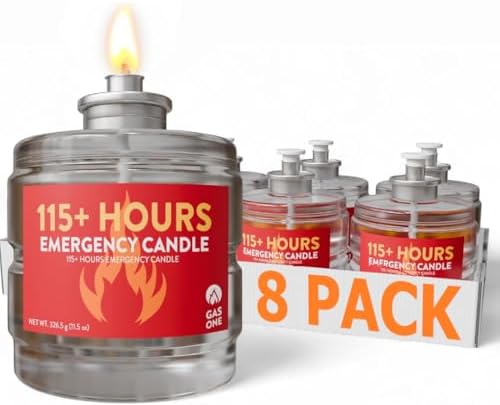 GasOne 115+ Hours Emergency Candle Set – 8-Pack Liquid Candles – ...