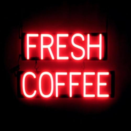 Image of SpellBrite LED Neon FRESH COFFEE Sign for Business - Red, 23 inch x 15 inch | Ultra-Bright Click-Together Signage for Cafes, with Visibility from 500 Feet - 8 Animations, 6 Brightness Settings