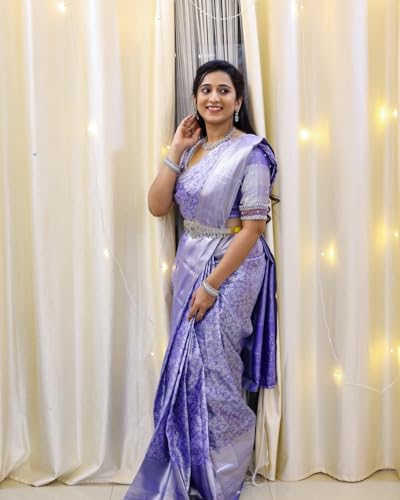 Image of C J Enterprise Women's Banarasi Saree Pure Kanjivaram Style Silk Saree With Blouse Piece for Wedding (Shiv-1)
