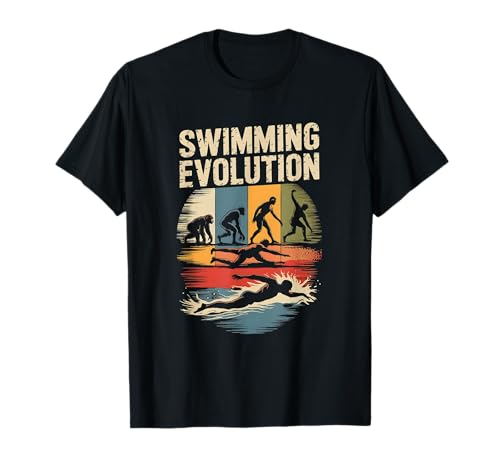 Natación Evolución Divertido Retro Swim Camiseta