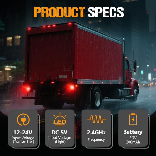 مصابيح مقطورة لاسلكية مغناطيسية، مصابيح LED خلفية مقاومة للماء وقابلة لاعادة الشحن بتصنيف IP67، فرامل لاسلكية، اشارة، ضوء خلفي، للشاحنات والقوارب والمركبات الترفيهية والمخيمات والسحب والبحرية وعربات الثلج (مجموعة واحدة)