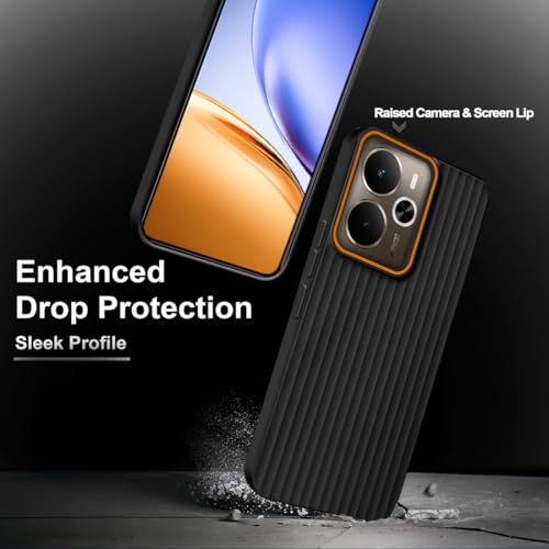 Image of Fashionury Ring Line Beam Design Back Case for Realme 14T 5G / Realme 14 5G | Ring Line Camera Protection | Vertical Beam Bump Protection |Rubberised Back Case for Realme 14T 5G / Realme 14 5G (Black)