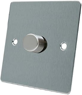 AET FSC1GDIM40 Satin Chrome Flat 400W-10 Amp Single 1 Gang 2 Way 400W Light Dimmer Switch, 400 W, 240 V
