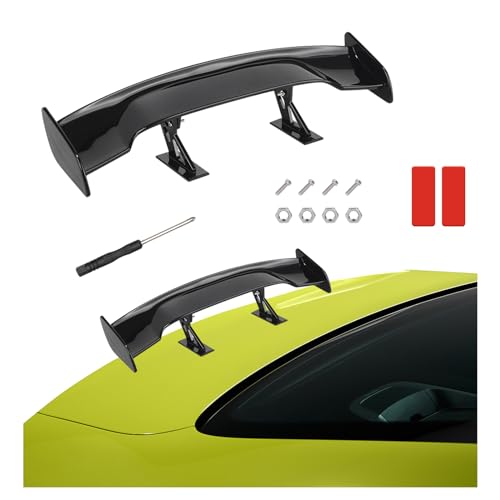 Augeny Car Mini Spoiler Wing, 9.8 Inch Carbon Fiber Car Rear Tail Wing Without Perforation, Universal Auto Mini Tiny Trunk Spoiler, Vehicle Exterior Decor Accessories for Men Women (Black)