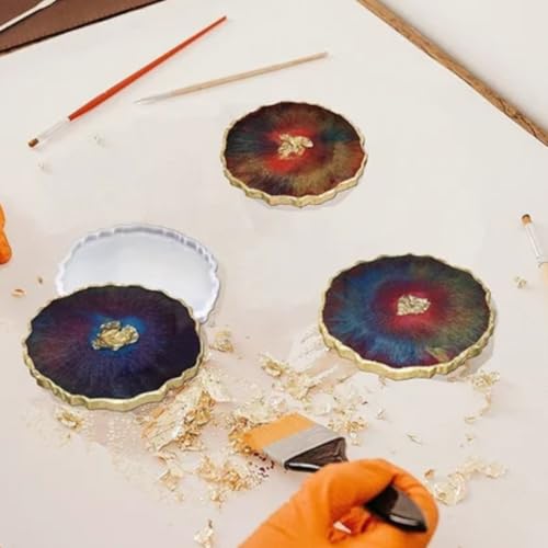 Image of R H Lifestyle Silicone Moulds Round Resin Art Mould Agate Coaster Mould for Resin Art Epoxy Casting Mould Tray Photo Frame Mold Resin Coaster Mould Set of 4, 6 Inch