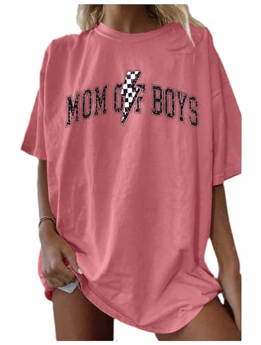 HEBBE Women Boy Mama T Shirt Mom of Boys Shirt Cute Mom Life Shirts Mommy Casual Oversized Top Tee