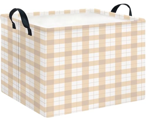 CLOCOR Rectangular Storage Basket,Collapsible Storage Bin,Waterproof Books Box (Yellow Grid)