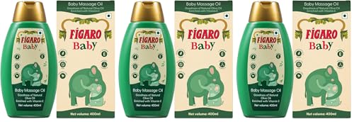 Image of Figaro Baby Massage Oil with Goodness of Natural Olive oil enriched with vitamin E, Dermatologically tested, 400 ml (Pack of 3)