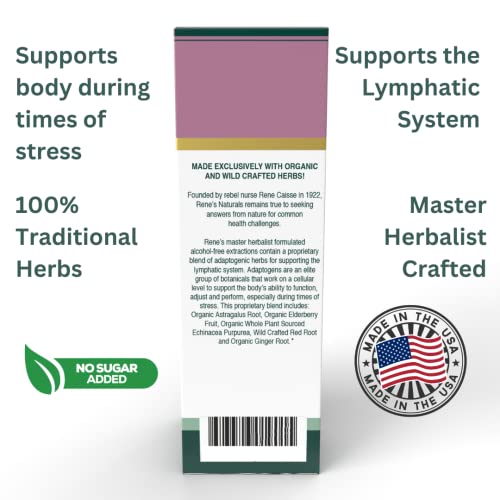 Lymphatic Drainage Drops, Organic Adaptogen Formula With Red Root, Alcohol-Free, Sugar-Free, Whole Plant Certified. 2Oz Up To 2 Months Supply. 100% Vegan Herbal Supplement, Certified Kosher #TOP2