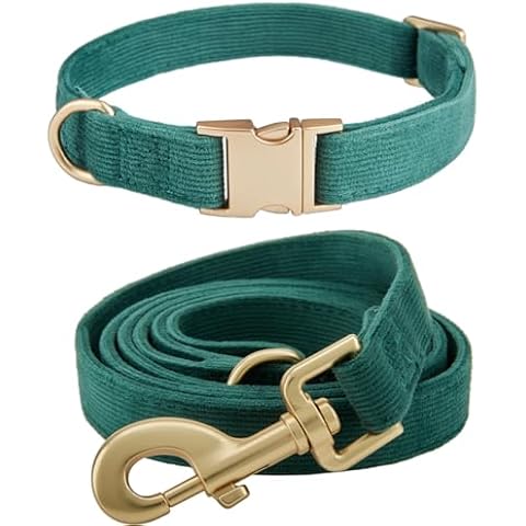 YUDOTE Soft Corduroy Dog Collar and Lead Set Cover