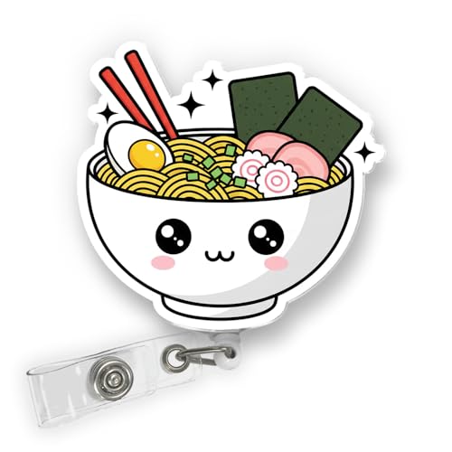 BAVAHA Cute Ramen Badge Reel Food Badge Reel Japanese Noodle