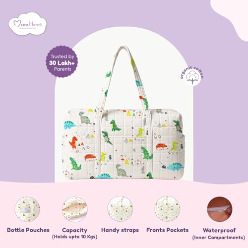 Image of MOM'S HOME New born Baby Organic cotton Travel Bag- Diaper Multipurpose Carry bags for Mothers | Pack -1 |