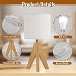 Table Lamp, Wooden Tripod Bedside Lamp with 3 Color Temperatures, Classic Bedroom Light, 2 Pack Table Lamps with 60W Bulb, Bedroom Lamps, Lamps for Bedrooms for Bedroom Living Room Nursery Office