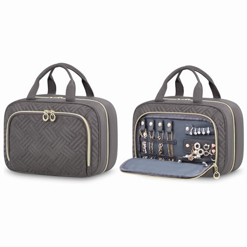 Beauty Case da Viaggio Donna con Scomparto per Gioielli Impermeabile Trousse Trucchi Alta Capacità porta da Makeup Bag da Appendere grigio