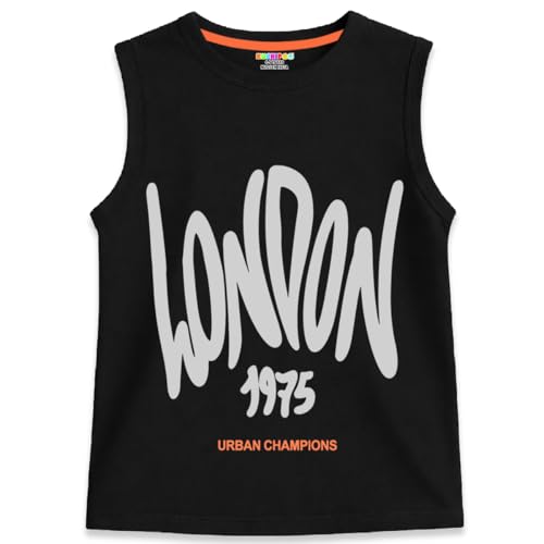 Image of Kuchipoo Boys Sleeveless Cotton Tshirts | Printed Round Neck Kids Tshirts for Summer Wear | Pack of 4