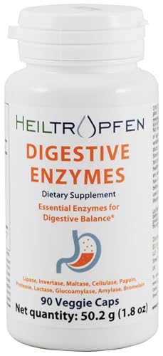 Enzimas digestivas | 90 cápsulas vegetales | Complemento alimenticio | Probado por terceros | Heiltropfen®