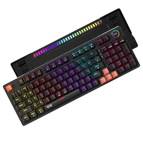Image of acer Nitro G Wired Mechanical Gaming Keyboard | 98% Layout with Multifunction Knob | Red Switches | RGB Flowing Light | Gasket Structure | 96 Keys | Mixed-Color Key Glow | 50M Switch Life