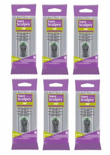 Morezmore M02370x6 6lb Super Sculpey Firm Gray Oven Bake Polymer Clay QC1