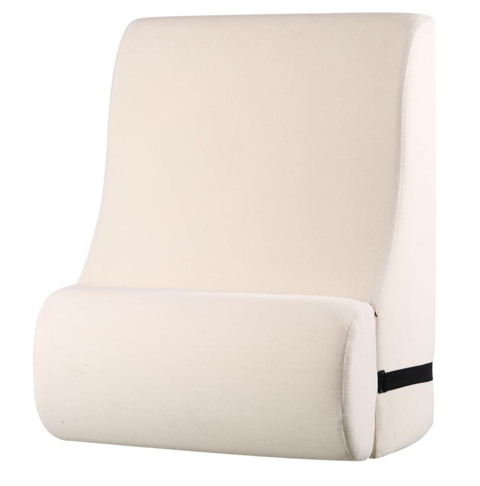 WSJHNLBEDC Cojín de lectura/respaldo para cama y sofá, almohada ortopédica de espuma viscoelástica, reposacabezas ajustable y funda extraíble para espalda, cuello y piernas, beis, 57 x 45 x 30 cm