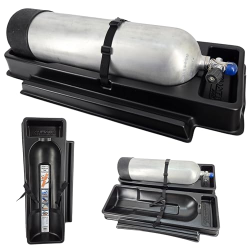Aquatic Hunt Universal Scuba Tank Transporter - Tank Valve Protection, Non-Slip Pad, Quick Release Strap, Easy Loading/Unloading, Lock Multiple Tanks Together. Safe and Simple for Cars, Trucks, SUV's