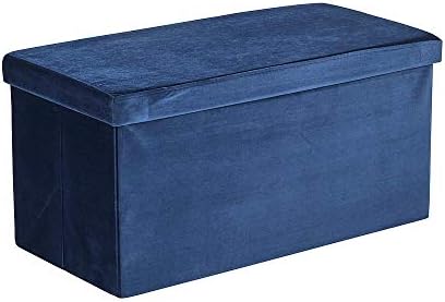 Home Source Velvet Navy Blue Ottoman, Large FOTRECFTN