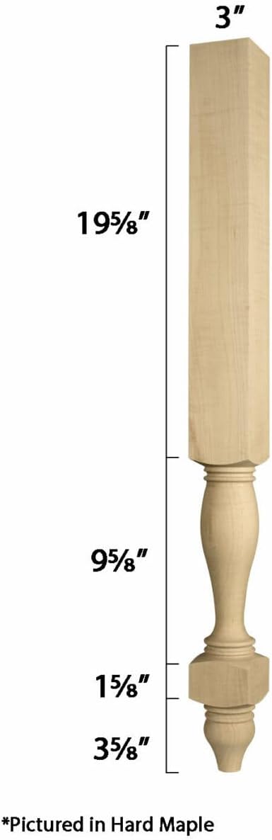 Osborne Marshall Island Leg in Knotty Pine Wood (Set of Four), Replacement Wood Posts for Kitchen Island or Bathroom Vanity, Unfinished Wooden Island Legs are Sanded and Ready to be Finished