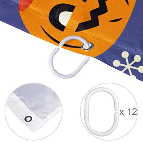 Rideau de douche Halloween citrouille et chat noir avec crochets - 5