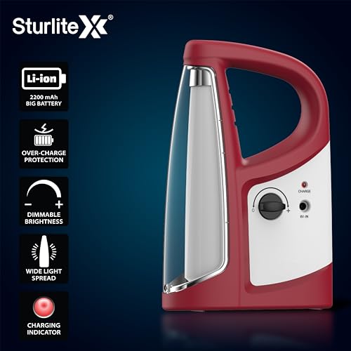 Image of Sturlite Pton 12W LED Portable Lantern| 2200mAh Rechargeable Li-ion Battery| Upto 15Hrs Long Battery Back Up| 360 Light Spread & Knob for Brightenss Adjustment LED Lamp - (Pack of 1)