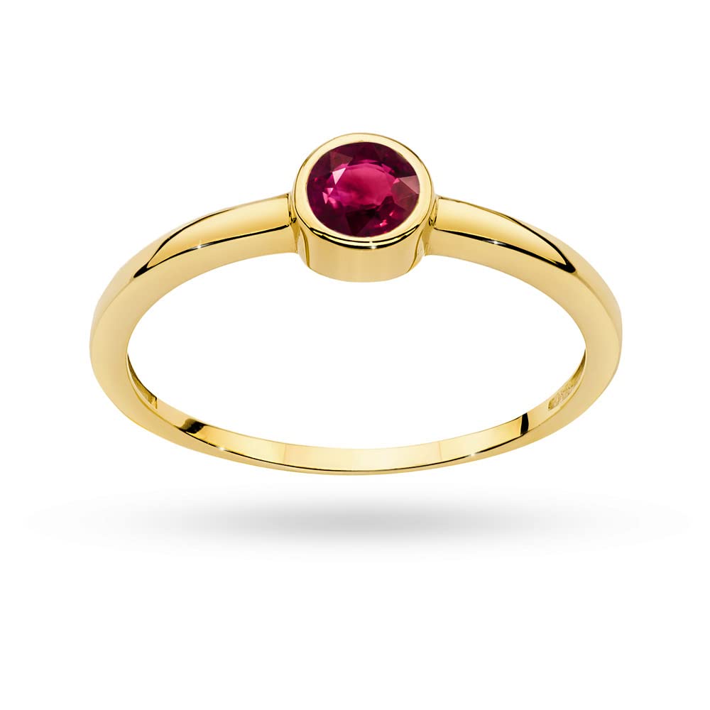 MARKO Klassischer Damenring aus Gold mit Rubin 0,30 Karat, 14 Karat Gold (585) | Goldring mit Box | Goldring für Frauen