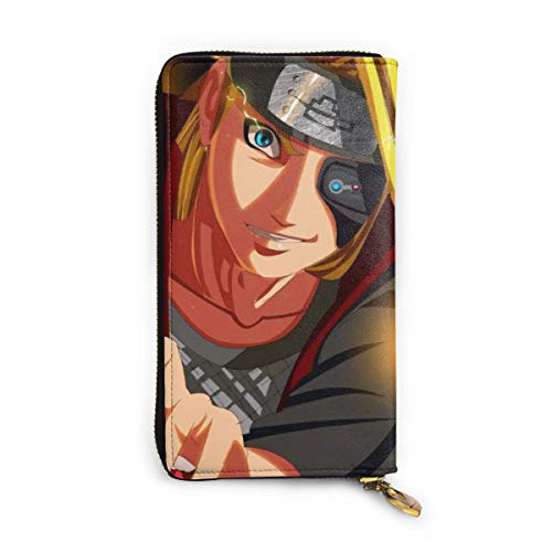 Preisvergleich Produktbild Naruto Deidara Geldbörse aus echtem Leder, hochwertig, Reißverschluss, lange Clutch, Münzfach, Kartenpaket für Damen und Herren