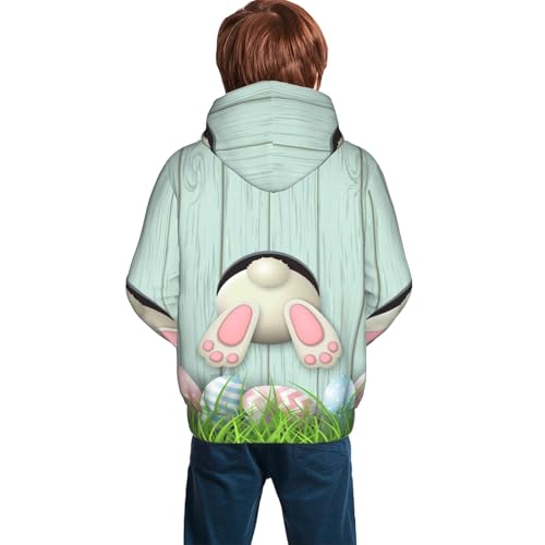 White Bunny Bottom And Easter Eggs Kid Hoodies Boys Sweatshirts Girls Pullover with Pocket4